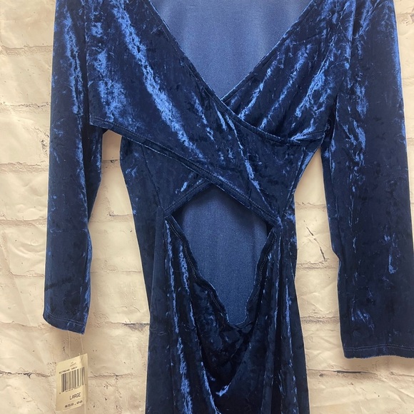 Teeze Me Blue Velour BodyCon Dress - Picture 2 of 5